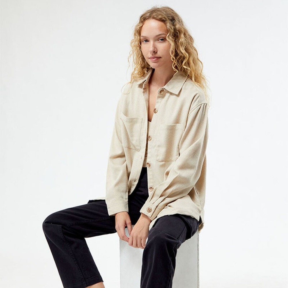 Rhythm | Oyster Knit Oversized Relaxed Fit Shacket Top in Cream Size Small - Picture 2 of 10